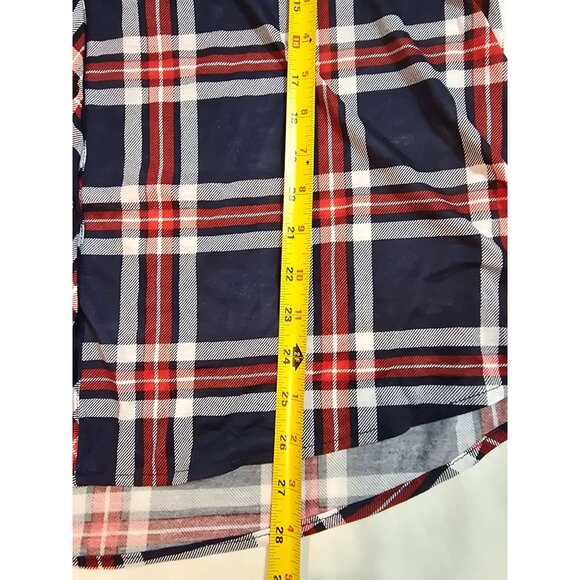 Womens RNB Plaid Button-Up Lace Accented Shirt Navy/Red Size‎ 2X - Picture 14 of 14